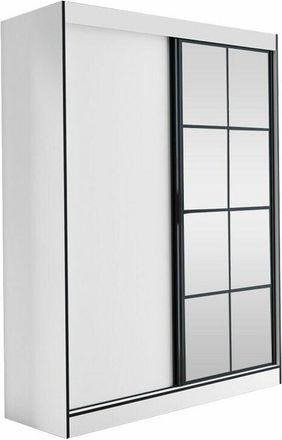 Mirjan24 Armario Toledo 118, Blanco + Negro, 216x150x65cm, Puertas de armario: Correderas, Número de estantes: 0