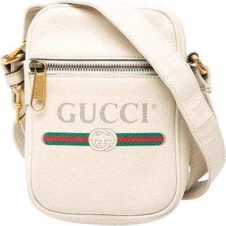 Gucci Pre-owned Vintage Crossbody Tas - Dames - Vintage Schoudertas - Wit - ONE Size - Leer - Vintage