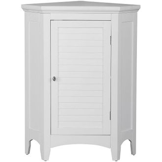 Teamson Home Teamson Home - Bathroom Standing Corner Cabinet, Wooden Cabinet with Shutter Door, Bathroom Storage, Bathroom Furniture, White, 62.9 x 43.2 x 81.3