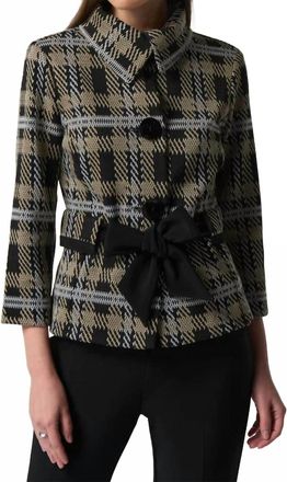 Joseph Ribkoff Miranda Cinch Belt Jacket In Multi Plaid