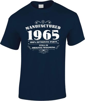 Bang Tidy Clothing 60th Birthday Gifts for Men Manufactured 1965 T Shirt - Navy-XXL
