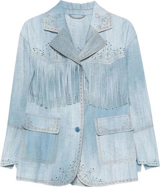 Ermanno Scervino Fringed Laser-Cut Denim Jas - Dames - Spijkerjassen - Blauw - XS - Denim - Jassen