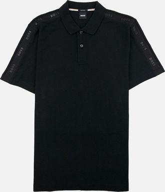 HUGO BOSS Mens Hugo Boss Parlay 175 Logo Insert S/s Polo Black 001 - Size: 36