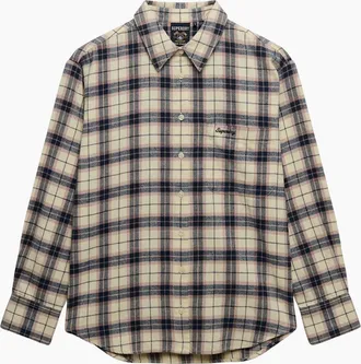 Superdry Womens Superdry Womens Check Flannel Relaxed Long Sleeve Shirt - Off White Mix Check - Size: 14