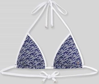 Tommy Hilfiger Neckholder Bikini-Oberteil mit Label-Print in Dunkelblau, Gr&ouml;&szlig;e XL