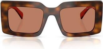 Prada 52mm Rectangular Sunglasses in Juniper Tortoise/brown at Nordstrom