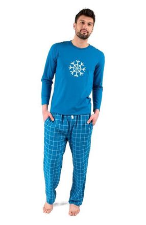 Leveret Mens Cotton Top & Flannel Pants Printed Holiday Pajama Set in Snowflake at Nordstrom, Size Xxx-Large
