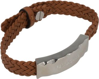 Ferragamo Braided Leather Logo Bracelet