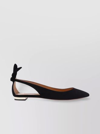 Aquazzura back bow cut-out suede ballerina shoes