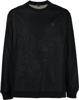 Shiatzy Chen floral embroidered jumper - men - Polyacrylic/Polyamide/Wool/Elastane/Polyester - 50 - Black