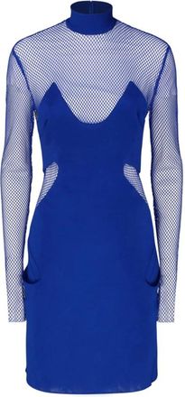 Tom Ford Kobaltblauwe Minijurk met Mesh Panel - Dames - Korte kleedjes - Blauw - XS - Kleedjes