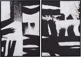 Bassett Mirror Company Set Of 2 Black & White Framed Canvas