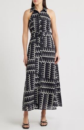 Ciebon Kaisa Sleeveless Belted Shirtdress in Black Multi at Nordstrom Rack, Size X-Small