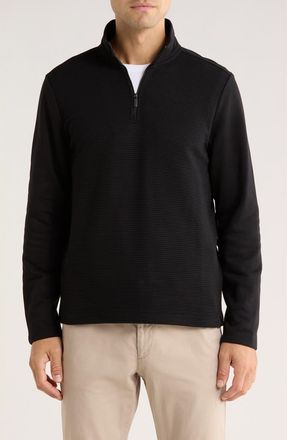 Perry Ellis Ottoman Textured Half Zip Pullover in Black at Nordstrom Rack, Size Xx-Large