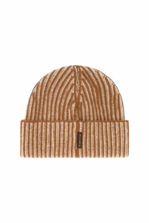 Moorer Mens Ribbed Knit Beanie Hat In Burnt Orange/nut