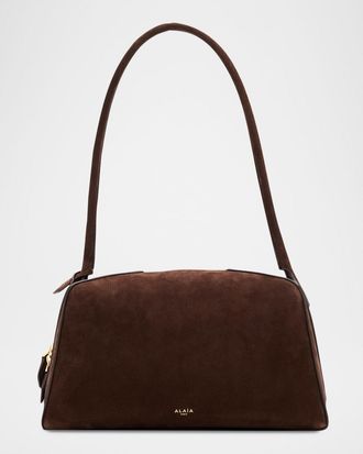 Alaia Le Bouledogue Bowling Shoulder Bag in Nubuck Leather
