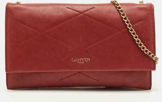 Lanvin Sugar Red Leather Wallet On Chain