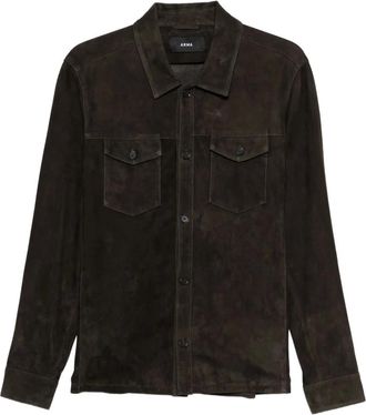 Arma Overhemden, Heren, Bruin, XL, Leer, Dex Suede Western Shirt