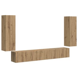 vidaXL Conjunto De Mueble Para Tv De Pared 4 Uds. Roble Artisan Vidaxl