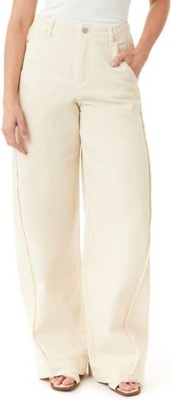 Habitual Aiden Frayed Relaxed Barrel Wide Leg Jeans in Ecru at Nordstrom, Size 29