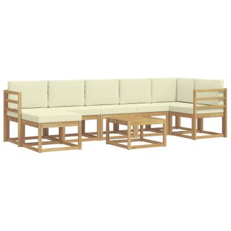 vidaXL Conjunto De Sof&aacute;s De Exterior 8 Pcs Blanco Y Crema Poli&eacute;ster Vidaxl