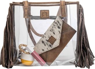 StS Ranchwear Womens Stadium Rules Fringed Tote Bag In Clear