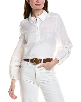 Tommy Bahama Coastalina Collared Linen Peasant Top