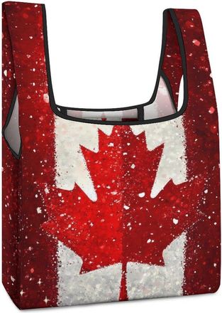 Generic Canadian Flag Shopping Bag Reusable Grocery Tote Bag Foldable Handbag for Travel Picnic