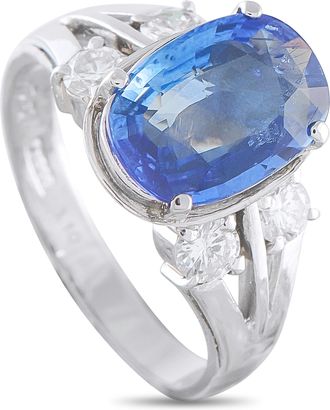 Luxury Bazaar Platinum 0.55ct Diamond and Sapphire Ring MF30-052126
