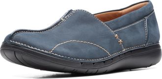 Clarks Womens Un Loop Stride Loafers, Navy Nubuck, 5.5 UK