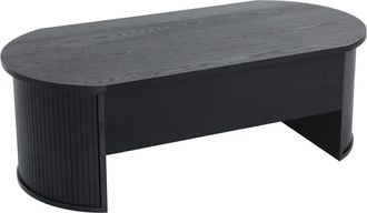 Oviala Mesa de centro ovalada con tapa elevable efecto madera negra