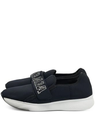 Prada logo-strap sneakers - Black