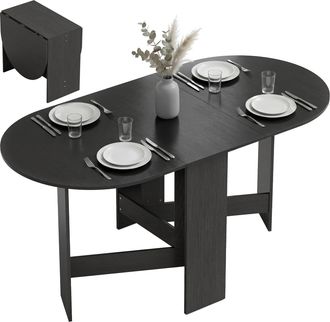 OEM Mesa De Cocina Plegable Con Alas Abatibles Mesa De Cocina Plegable De Forma Ovalada Estilo Moderno 163x80x75 Cm Negro