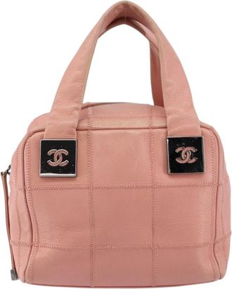 Chanel Chocolate Bar Cc Bowler Bag Caviar Skin Pink Leather Handbag (Pre-Owned)