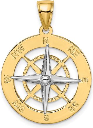 Diamond2Deal 10k Yellow Gold Rhodium Nautical Compass White Needle Charm