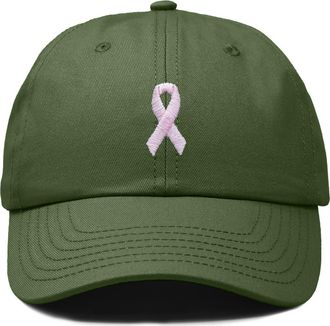 Dalix Pink Ribbon Dad Cap in Olive at Nordstrom