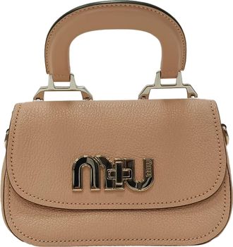 Miu Miu Miu Miu Mini Top Handle Bag in beige leer