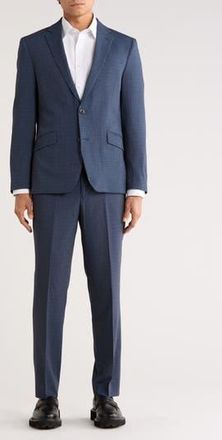 The Savile Row Company Hoxton Blue Tattersall Knit Suit at Nordstrom Rack, Size 44Regular