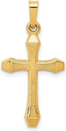 Diamond2Deal 14k Yellow Gold Textured and Polished Latin Cross Pendant