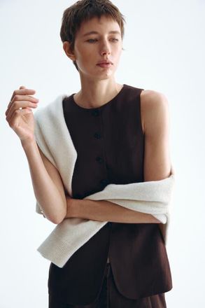 H&M Long Waistcoat in Dark Brown at Nordstrom, Size X-Large