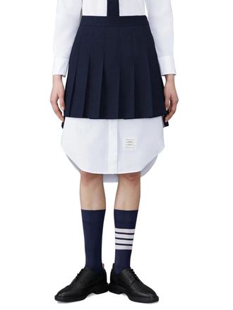 Thom Browne Thigh-Length Pleated Skirt with Dropped Back Design
