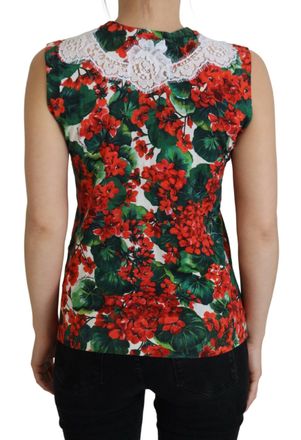 Dolce & Gabbana Womens White Floral Wool Lace Vest Tank Top Cotton
