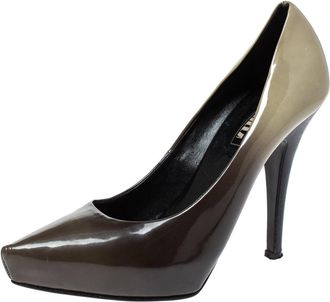 Le Silla Green/cream Ombre Patent Leather Platform Pumps