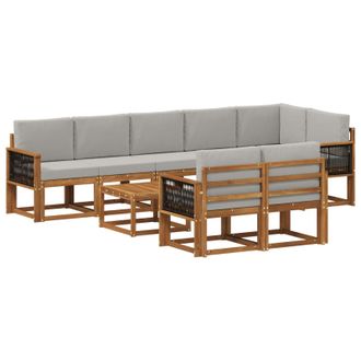 vidaXL Conjunto De Sof&aacute;s De Exterior 9 Pcs Natural Y Gris Claro Vidaxl