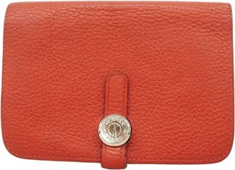 Herm&egrave;s Rouge Vif Togo Leather Wallet (Bi-Fold) (Pre-Owned)