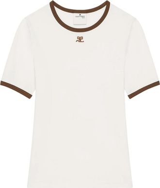Courr&egrave;ges Logo-patch Contrast-trim T-shirt