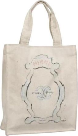 Chanel Pre-owned Canvas chanel-bags - Dames - Vintage Shopper - Wit - ONE Size - Vintage