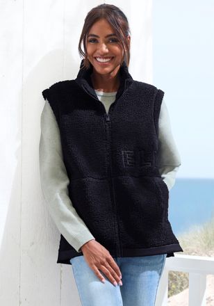 Elbsand Fleeceweste ELBSAND, Damen, Gr. 36, schwarz, Obermaterial: 100% Polyester, unifarben, gerade h&uuml;ftlang, Westen Fleeceweste, mit seitlichen Reissverschl