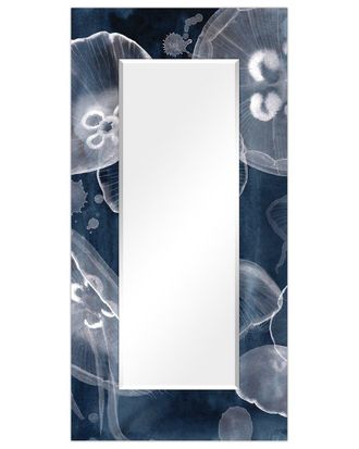 Empire Art Direct Moon Jellies Rectangular Beveled Wall Mirror On Free Floating Printed Tempered Art Glass 7