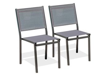 DCB Garden Lote de 2 sillas de jard&iacute;n de aluminio y lona plastificada